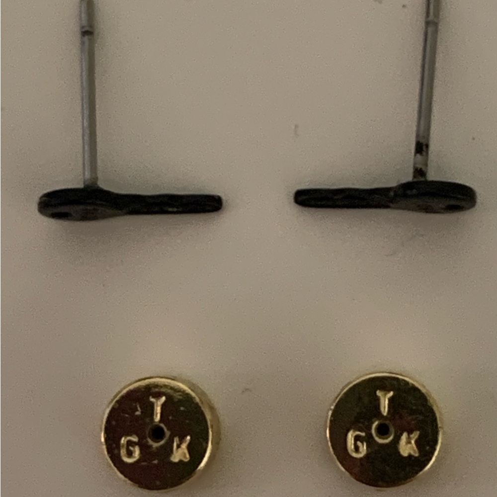 The Giving Keys Matte Black “Love” Mini Key Post Earrings. - Picture 4 of 10